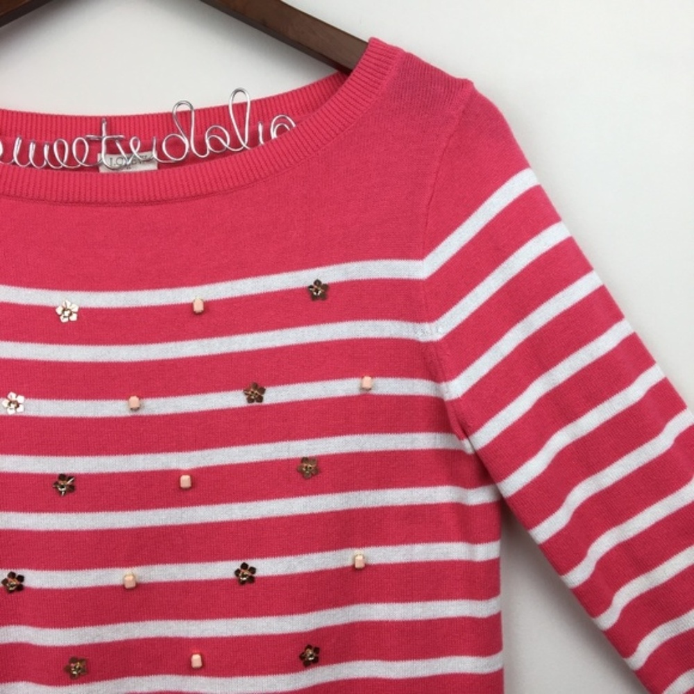 J. CREW FACTORY embellished breton striped sweater - Picture 2 of 6